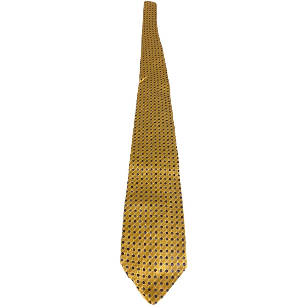 Geoffrey Beene Yellow Polka Dot Silk Tie